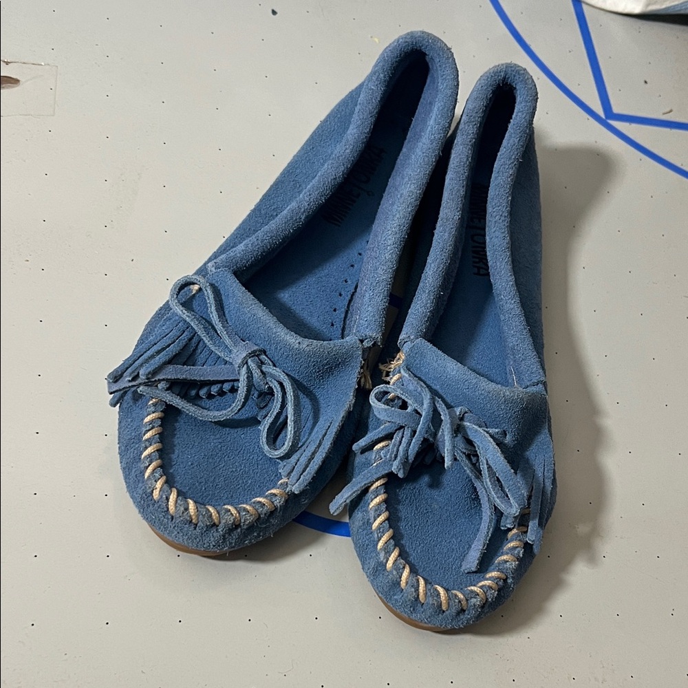 Minnetonka Blue Suede Flats